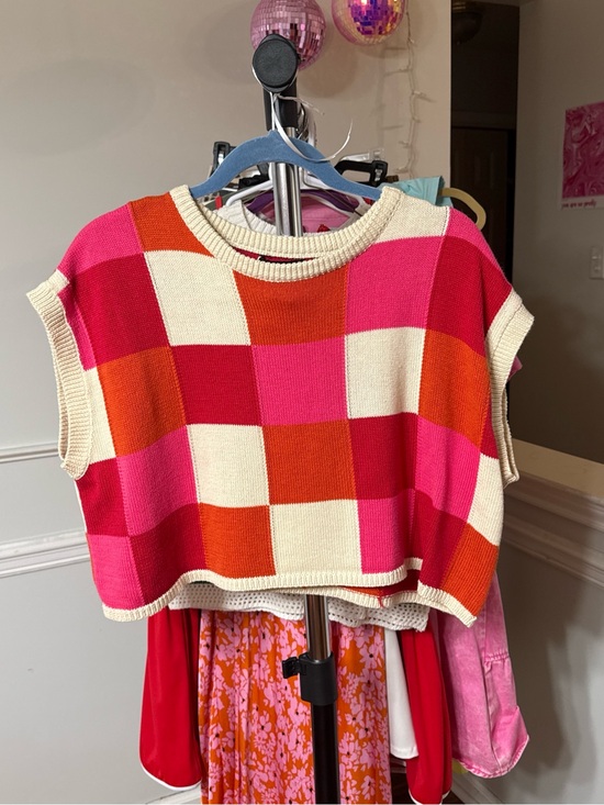 Olivaceous Sweaters - Olivaceous Striped Knit Top in Pink, Red, Orange & Cream